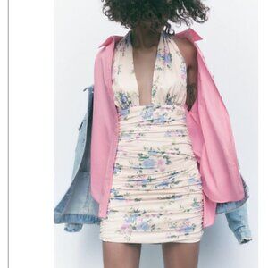 #51 NWOT Zara Floral Printed Dress in Pale Pink